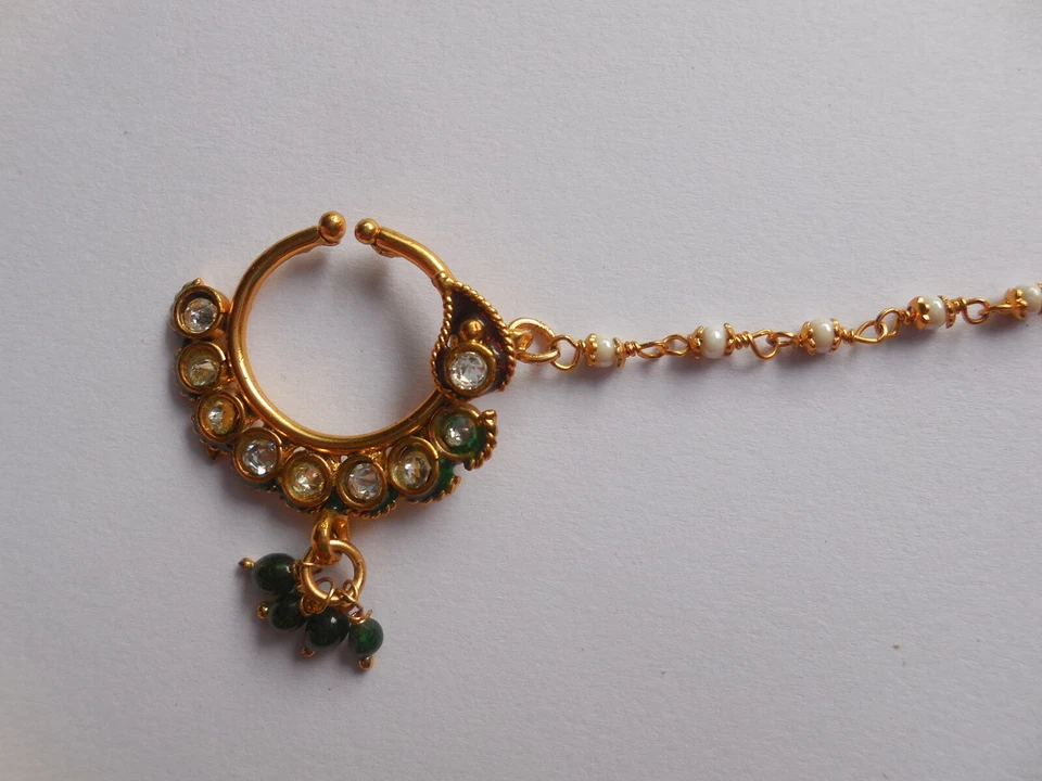 Anillo Nariz Decorado Nath Prensado Fosa Nariz Anillo Aro Decorado Novia Con Cadena Foto 3 de 4