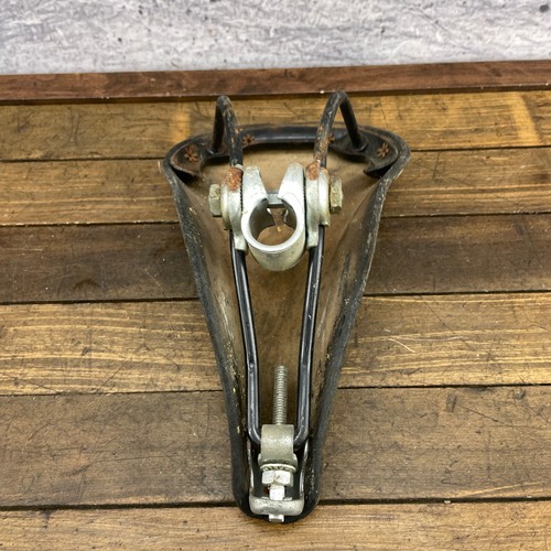 Vintage Ideale 80 Leather Seat Saddle Randonneur Eroica 70s Touring TB Patina A7 - Picture 7 of 13