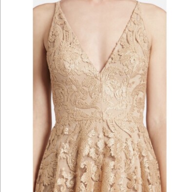 blair embellished fit & flare dress dress the population Dress The Population Blair Lace Midi Dress - NAVY/NUDE main image 0