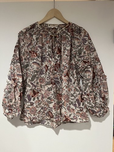 Anthropologie Love The Label Blouse Peasant Ruffle Boho Style Women Size XS