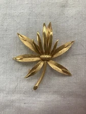 Vintage 1950's Joseph Picsiettelli  Gold Tone Exotic Flower Brooch Signed