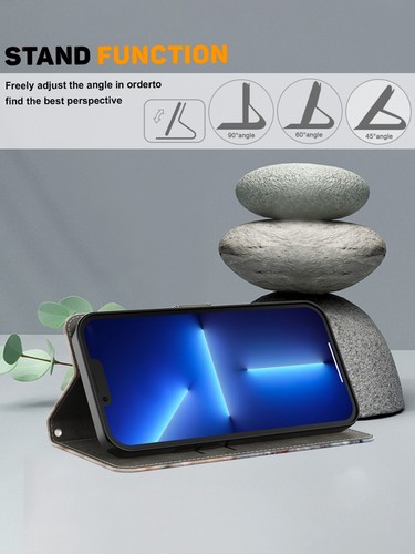 For iPhone Samsung Huawei Xiaomi Retro Card Wallet Case Flip Stand Phone Cover - Picture 6 of 10