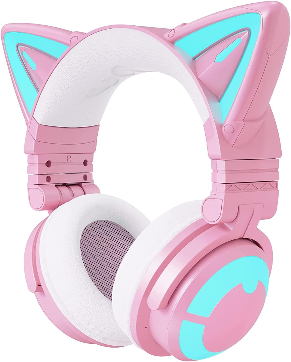 RGB Cat Ear Headphone 3G Wireless Foldable Gaming Pink Headset