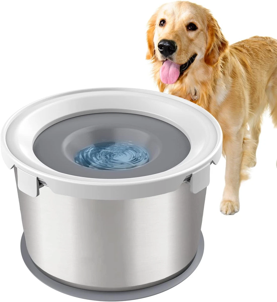 Fithome Dog Water Bowl Slow Drinking Dog Bowl with Floating Disk No-Spill  Large