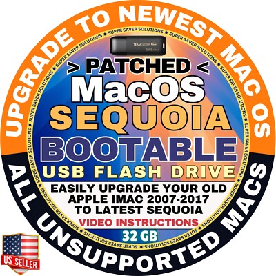 MacOS SEQUOIA Bootable USB for Old iMac Macbook Air Pro Mac Mini, FAST SHIP