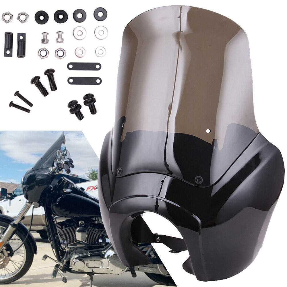 Front Headlight Fairing 15'' Windshield For Harley Dyna Wide