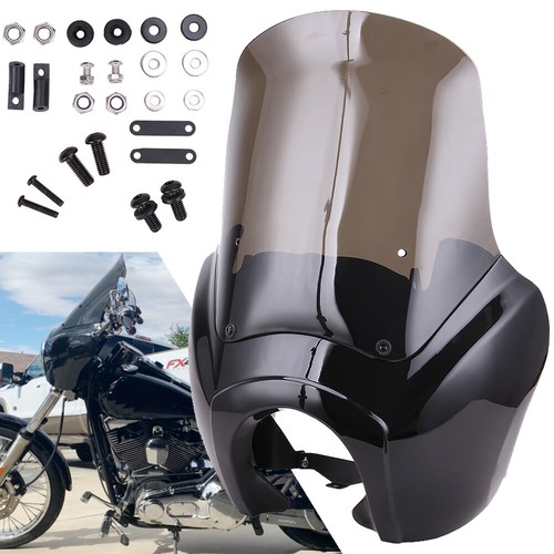 Front Fairing 15'' Smoke Windshield For Harley Dyna Wide Glide T-Sport - Picture 2 of 12