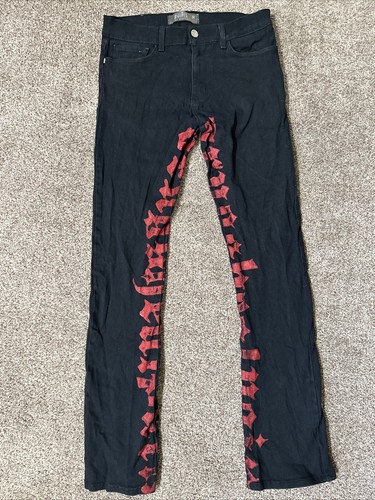 Golden Los Angeles Mens Sz 34 Graphic Skinny Denim Jeans Streetwear - 第 1/7 張圖片