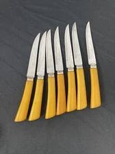Vintage W Richardson Sheffield England Forever Sharp Bakelite Steak Knives Set 7