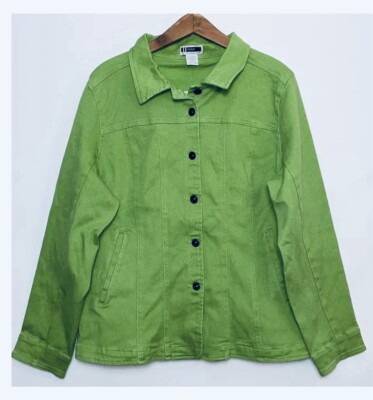 JL Studio For Jessica Lordin Women Green Denim Jacket - Size 14W