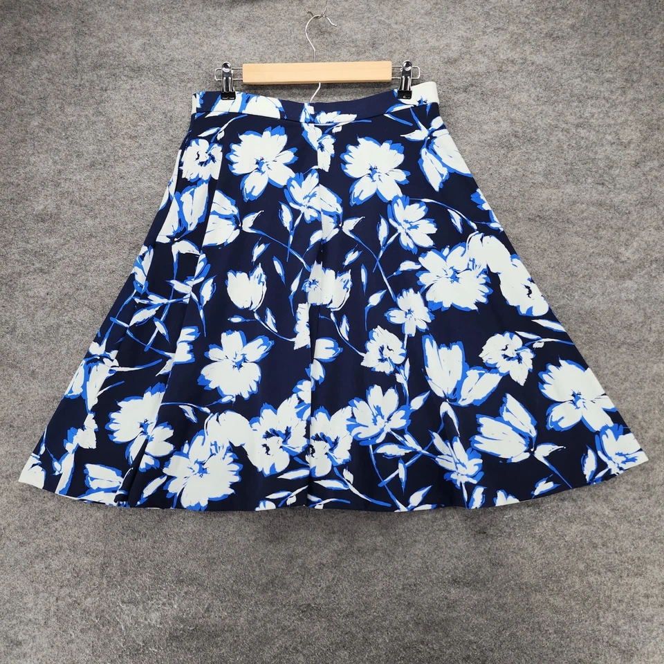 Falda Adrienne Vittadini para mujer mediana línea A azul floral Foto 2 de 4