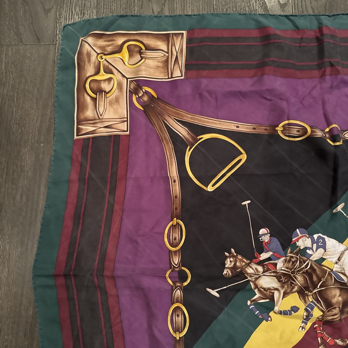 PURPLE LABEL RALPH LAUREN CHEK GREEN CCOLLECTION SQUARE silk scarf