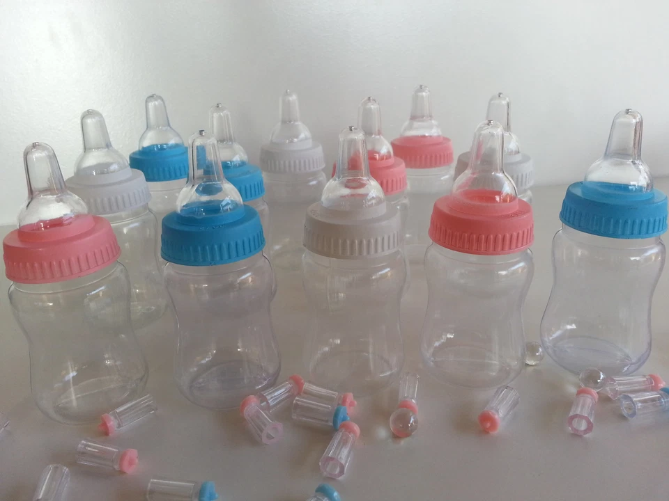 24 Biberones Rellenables Baby Shower Favores Premios Fiesta Juego Niña o Niño Decoraciones Foto 3 de 4