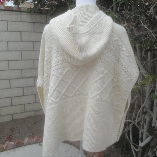 NEW Gap Poncho Cream Girls Hooded Cable Knit Sweater Poncho Cream Size XL12 - Picture 8 of 9