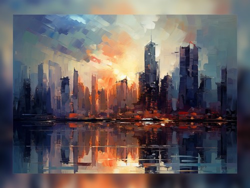 Illuminated Skyscrapers 5"x7" Print on Matte Paper | Contemporary City Painting - Picture 11 of 16