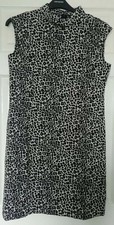 LONDON COLLECTION Fitted Dress Size 14 Sleeveless Animal Print Zip New No Tag