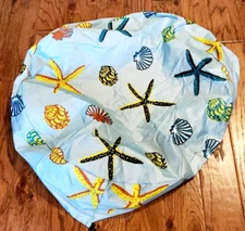 Spare tire Fire Pit Rain Barrel cover SEASHELLS AND STARFISH 32”