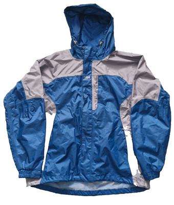 Helly Hansen Rain Jacket Mens Medium Blue/Grey Hooded Packable  Helly Tech Nylon