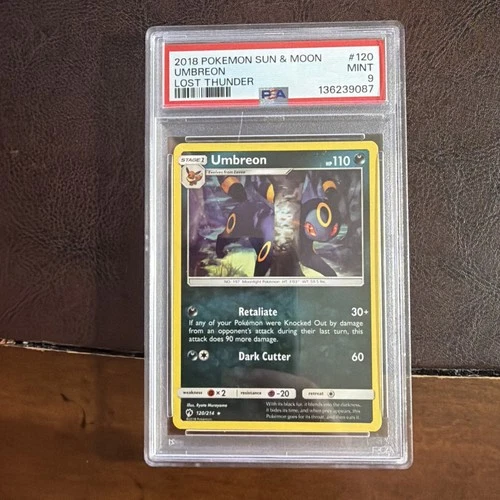 2018 POKEMON SUN & MOON LOST THUNDER #120 UMBREON LOST THUNDER PSA 9 MINT
