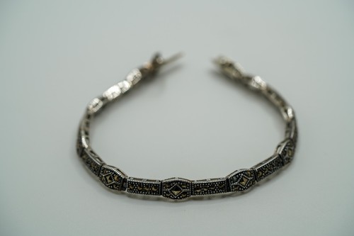Vintage Sterlingsilber Markasiten Tennis Armband 7,25" x 6 mm