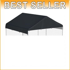 600D Heavy-Duty Black Dog Kennel Cover - Outdoor Waterproof Solution 10' x 10'