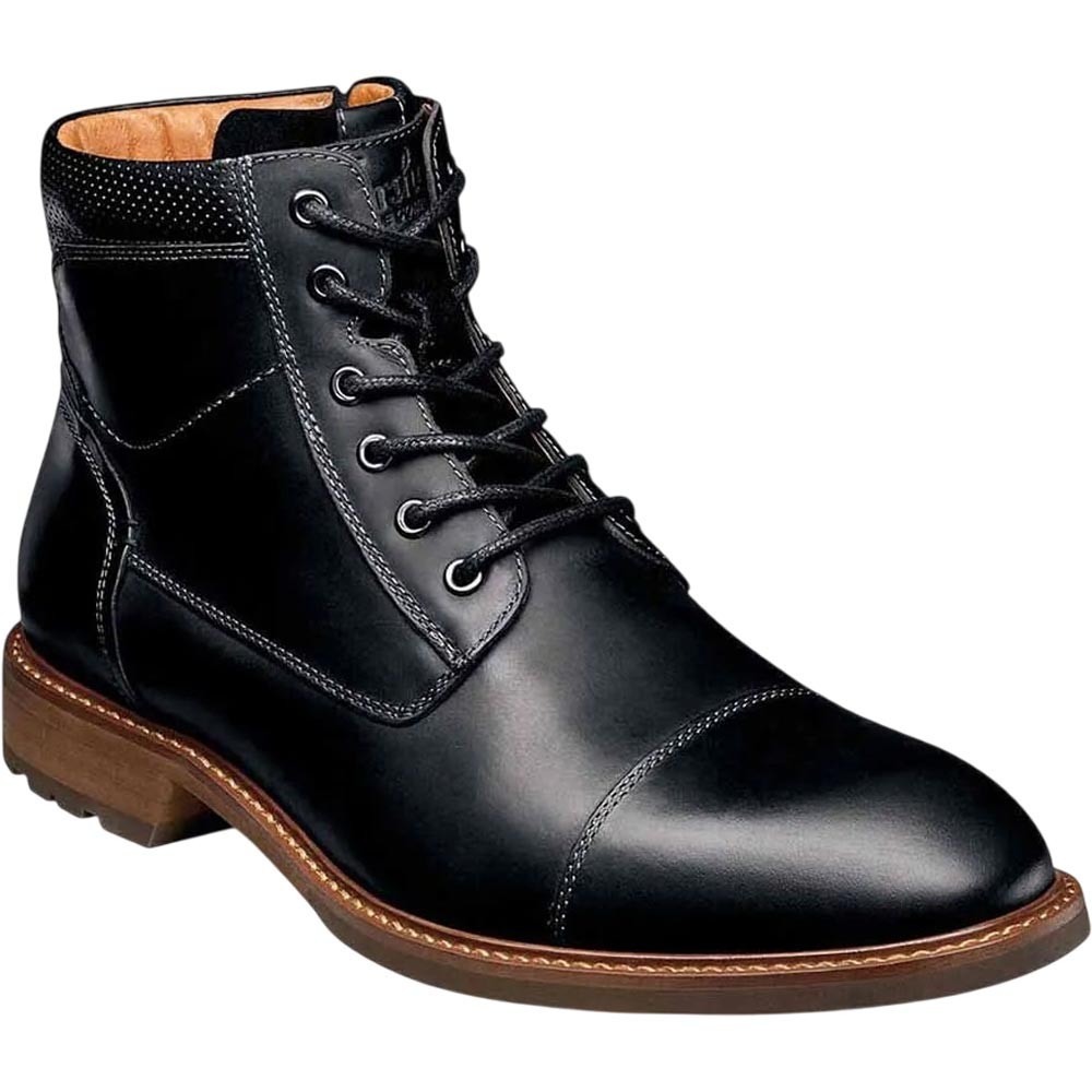 Florsheim Lodge Black CH Smooth Leather Cap Toe Lace Up  display picture 1