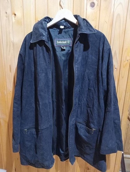 Men Timberland Jacket Black Leather L