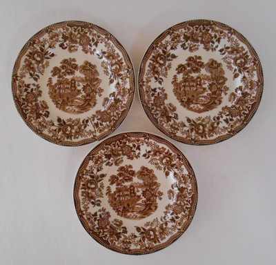 3 ~ Royal Staffordshire Alfred Meakin Tonquin Brown Bread & Butter Plates 6.25''