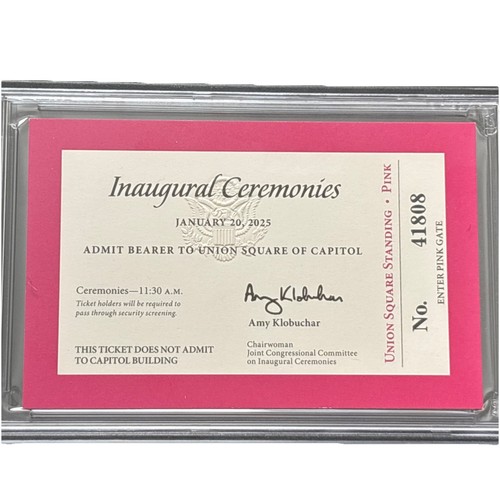 2025 President Donald Trump Inauguration Pink Ticket JD Vance Swearing In PSA 7 - Picture 2 of 4