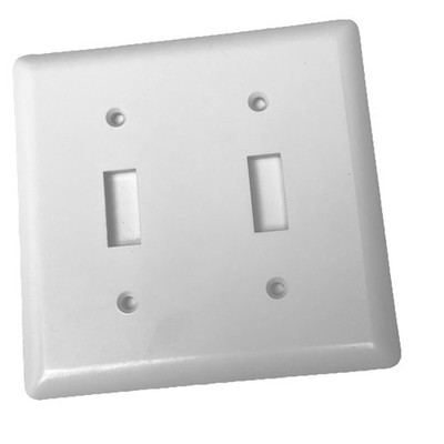 Lot of 2 White 2-Gang Toggle Wall Plates By GE