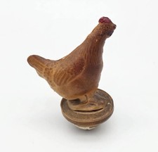 Celluloid Viscoloid Toy Roly Poly Easter Red Chicken V Co USA Mark 1930s