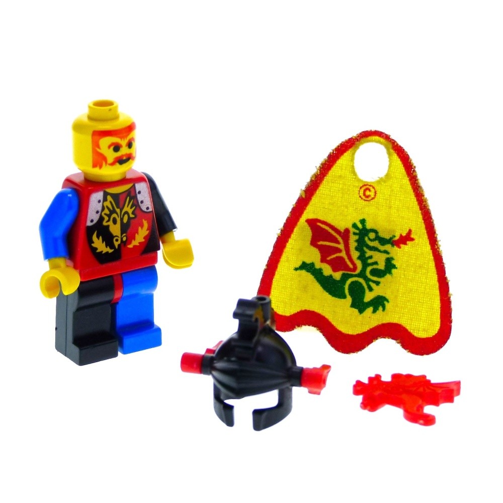 1X Lego Minifigure Knight Dragon Knights Dragon Cape Helmet Red 973PB0074 CAS219
