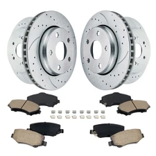 Front & Rear Drilled Rotors Ceramic Brake Pads for 2007-2011 Jeep Wrangler