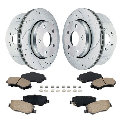 Front and  Rear Drilled Rotors Ceramic Brake Pads for 2012-2017 Jeep Wrangler