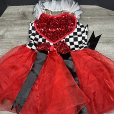 Queen Of Hearts Red Black Dance Dress Costume XLC Sequins Halloween Description