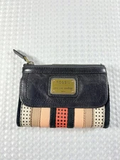 Fossil Women's Small Leather Wallet Clutch Organizer Long Live Vintage 1954