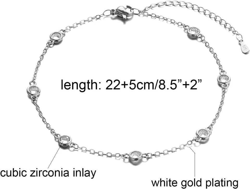 Charming White Gold-Plated Paperclip Anklet with Heart Charm – 30-Day Guarantee - Image 4 of 4