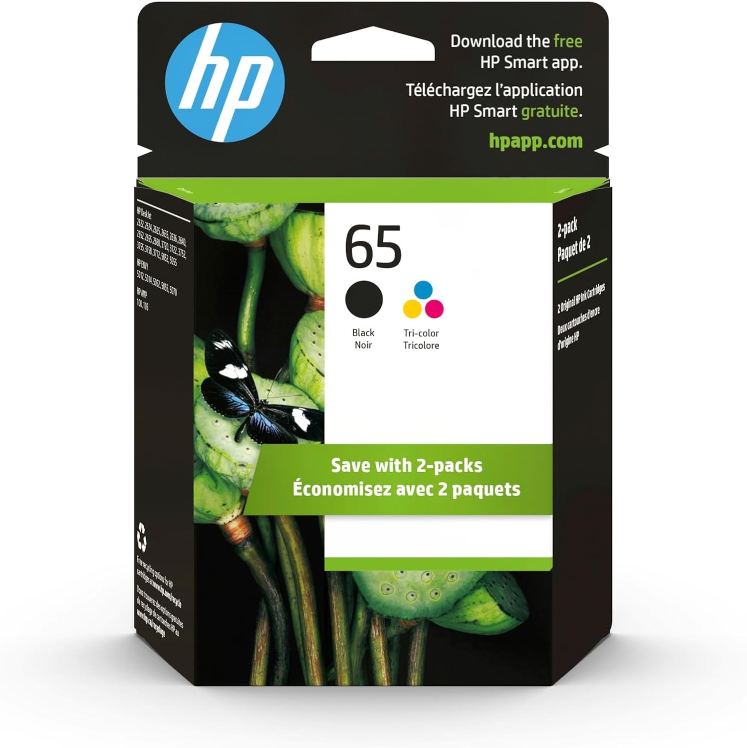 Genuine HP 65 T0A36AN Black & Tri-color Original Ink Cartridges 2-Pack June 2027