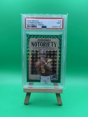 2024 PANINI MOSAIC NOTORIETY GREEN #19 JAYDEN DANIELS ROOKIE RC PSA 9
