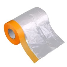 Pre-Taped Masking Film 13ft x65ft, No Residue Tape  Drape Painters Plastic D...