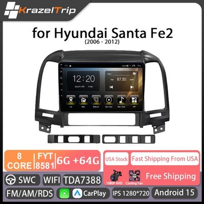 Plug-and-Play 6GB 8 Core Stereo 64GB Car Radio for Hyundai Santa Fe 2006 - 2012