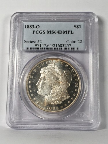 1883-O MORGAN SILVER DOLLAR PCGS OGH MS64 DMPL DEEP MIRROR PROOF-LIKE 7XED25