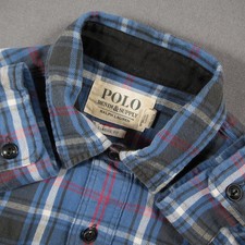 Retro Polo Ralph Lauren Western Cowboy Plaid Flannel Classic Fit Men Shirt S