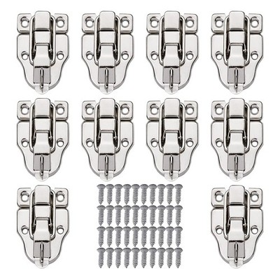 10PCS Metal Duckbilled Box Hasp Lock Toggle Latch Catch for Wooden Silver 