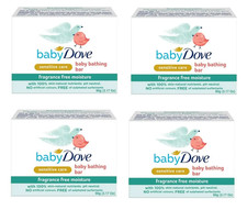 4x  Dove Baby Sensitive Care Soap Fragrance Free Moisture Bathing Bar 90g
