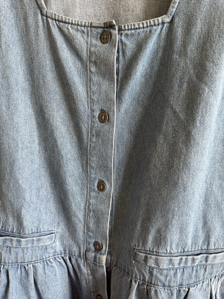 Vestido Eddie Bauer Vintage Mono Denim Mediano Cottage Country Boho *LEER* Foto 4 de 4