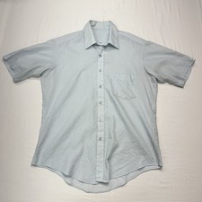 Vtg Mens 60s-70s Striped Blue Taper Button Up Shirt 16 1/2 Rockabilly