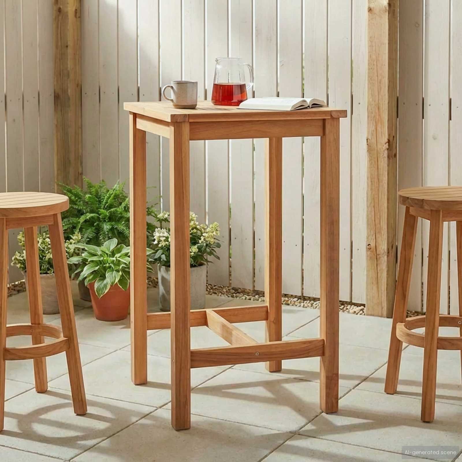 Tavolo da bar Naturale Legno di teak solido Mobili moderni Caffè cucina vidaXL