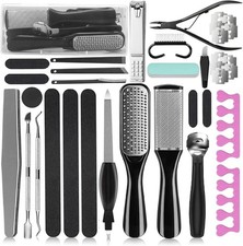 Professional pedicure kit, 36-in-1 stainless steel foot care kit, black.
