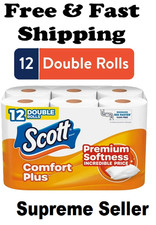 Scott ComfortPlus Toilet Paper, 12 Double Rolls,231 Sheets per Roll, Septic Safe